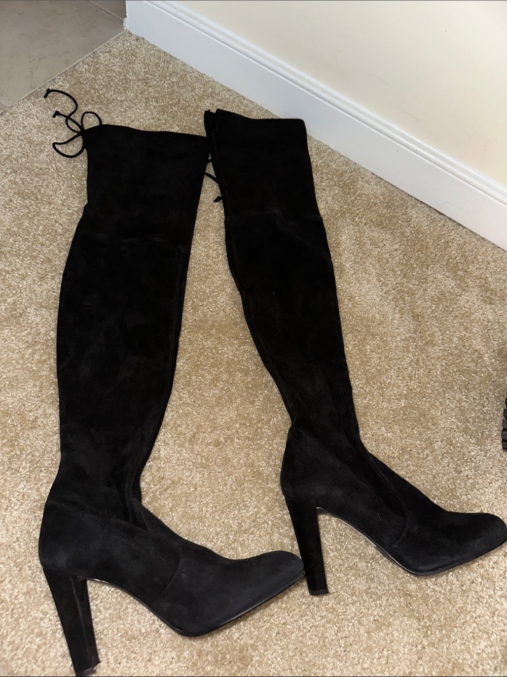 Women’s Stuart Weitzman Suede Black Over-the-Knee Heeled Boots